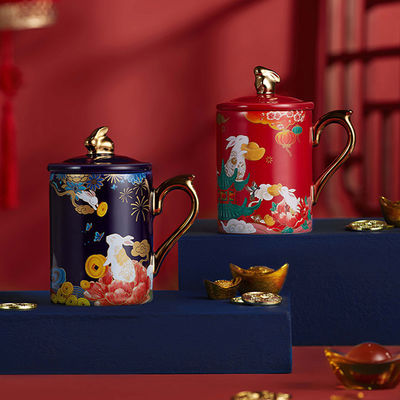 quality Tazza di ceramica 3D personalizzata Tazza blu 3D con maniglia d'oro Regalo per la festa del tè factory